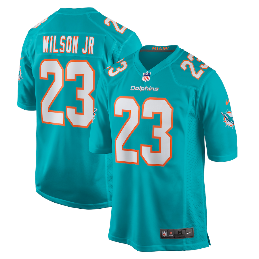 Men Miami Dolphins 23 Jeff Wilson Jr Nike Aqua Game Player NFL Jersey